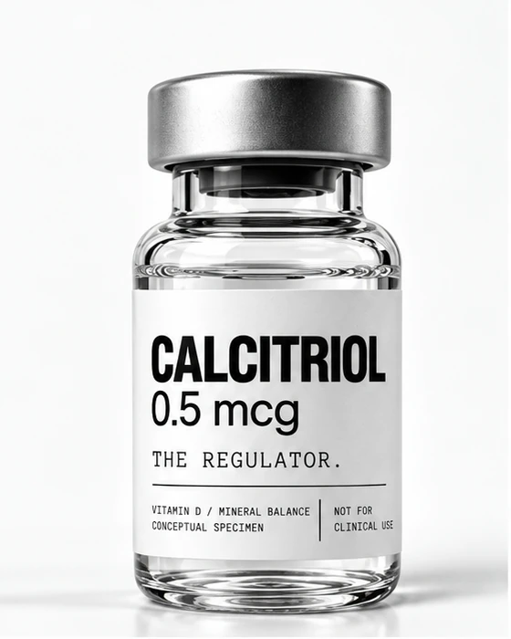 Conceptual pharmaceutical artwork representing calcitriol